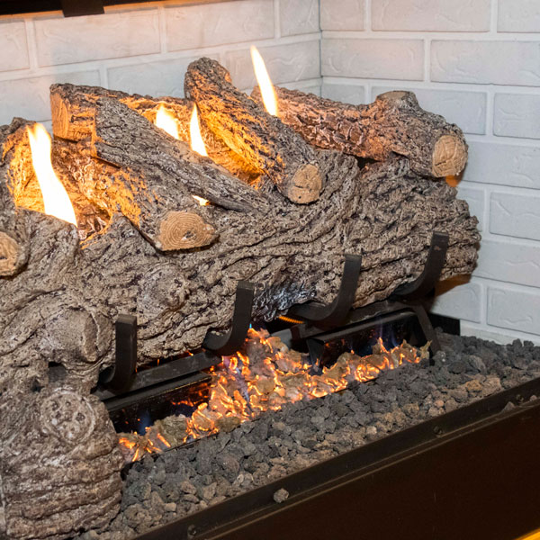 closeup of propane logs